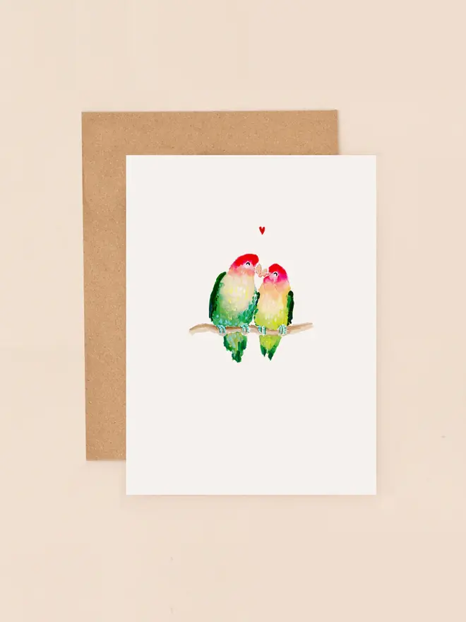 lovebirds parrot mini greetings card