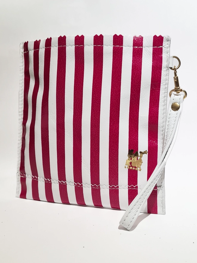 natthakur pink stripe leather paperbag