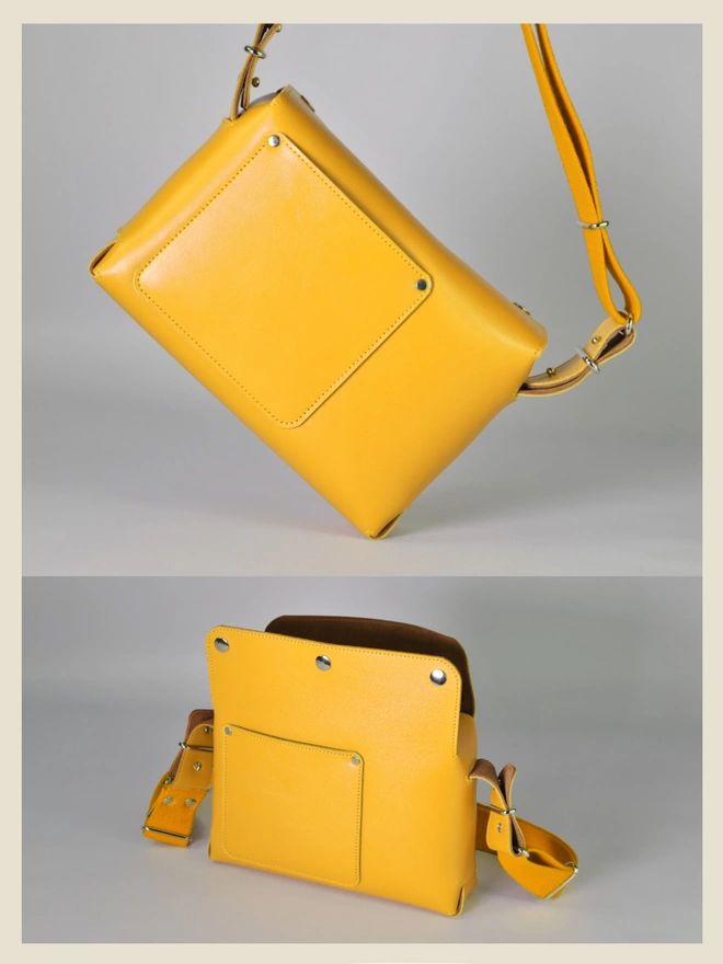 Small Yellow Leather Crossbody Bag 