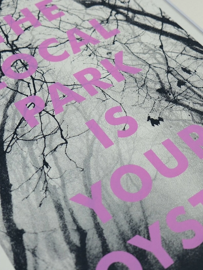 'The Local Park is Your Oyster' Pink Screenprint