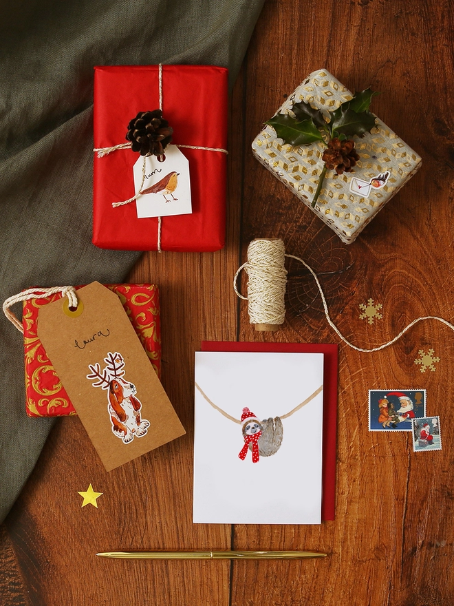 Sloth Mini Christmas Card