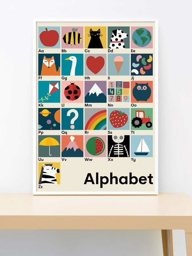 illustrated alphabet wall print