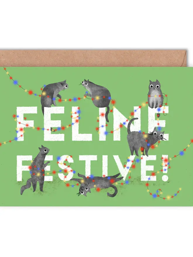 christmas cats illustrated card pack