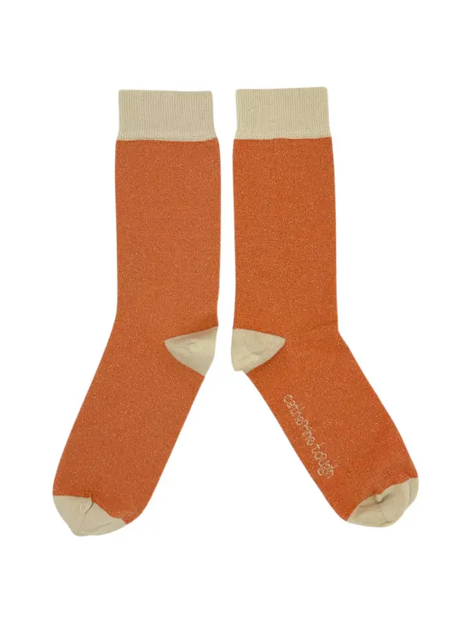 Women's Glitter Organic Cotten Ankle Socks, a pair of colourful patterned socks sitting on a plain white surface. 