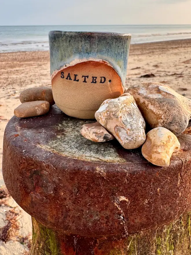 Hand Built Coastal Style Ceramic Tumbler