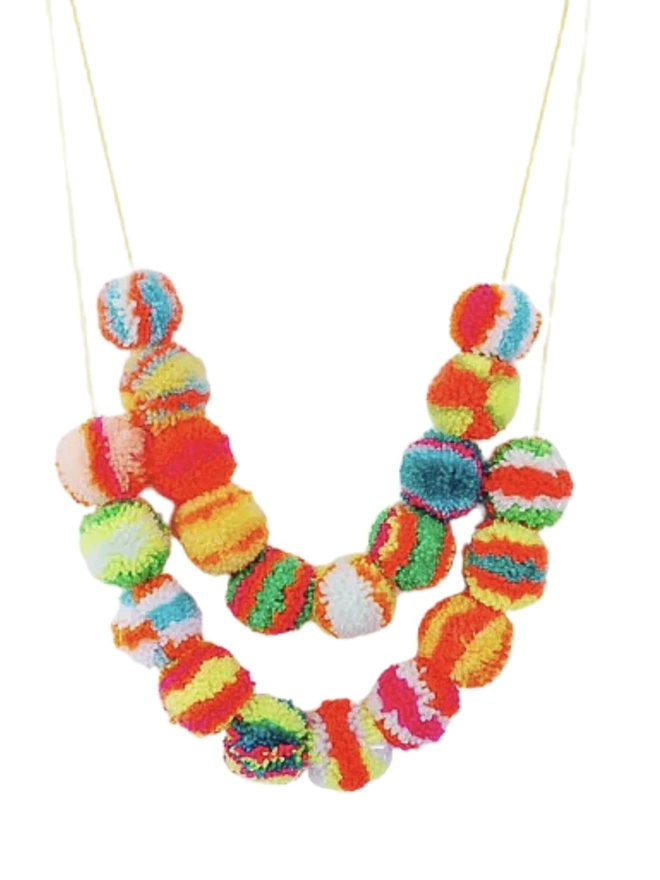 Multicolour Pom Pom Christmas Tree Garland