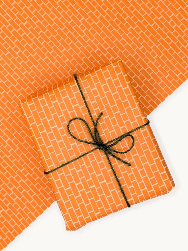 orange brick pattern gift wrap