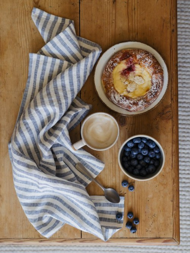 Striped linen tea towel