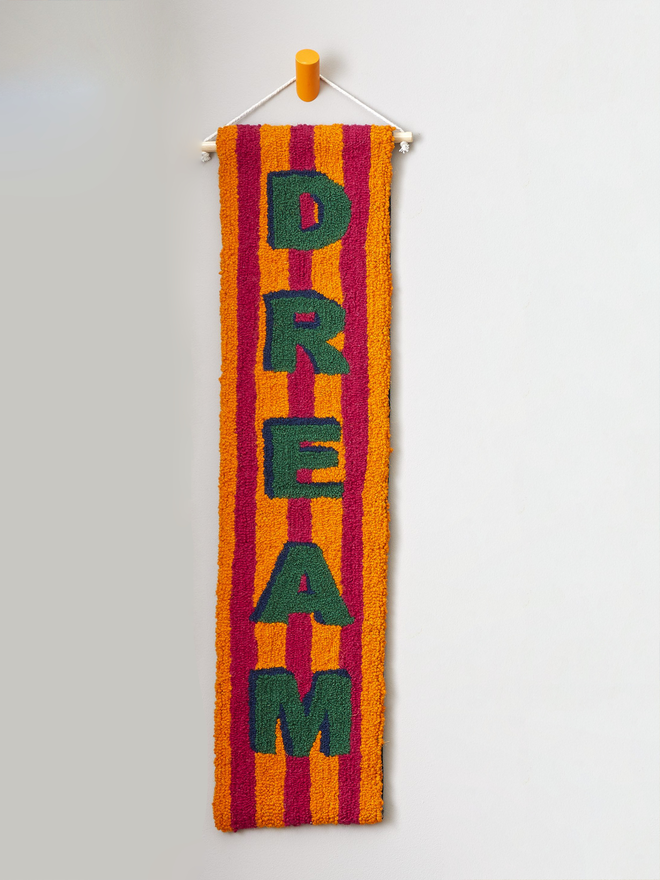 DREAM - Hand Tufted Orange and Pink Wall hanging