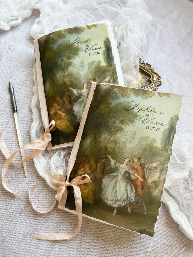 The Dance Vow Booklets, vellum and handmade paper