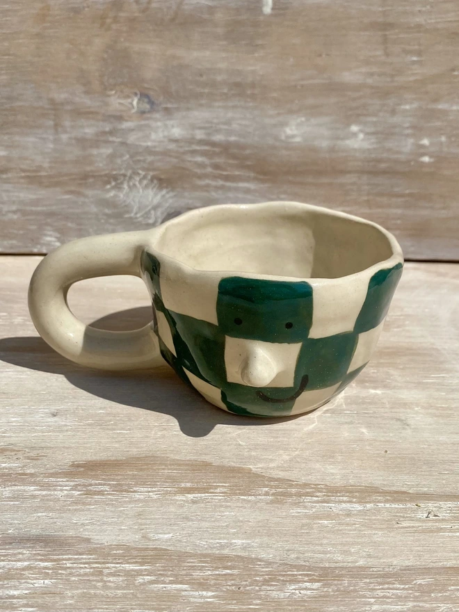 forest checkerboard mug