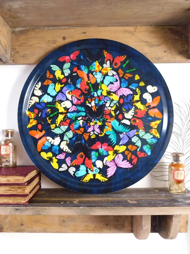 colourful butterfly print tray