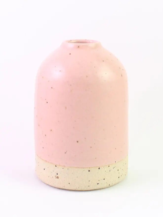medium pale pink ceramic speckled vase