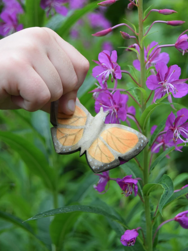  Handmade ecofriendly wooden toy figurines, butterfly toy figures made by hand by Eric and Albert made in Wales, UK