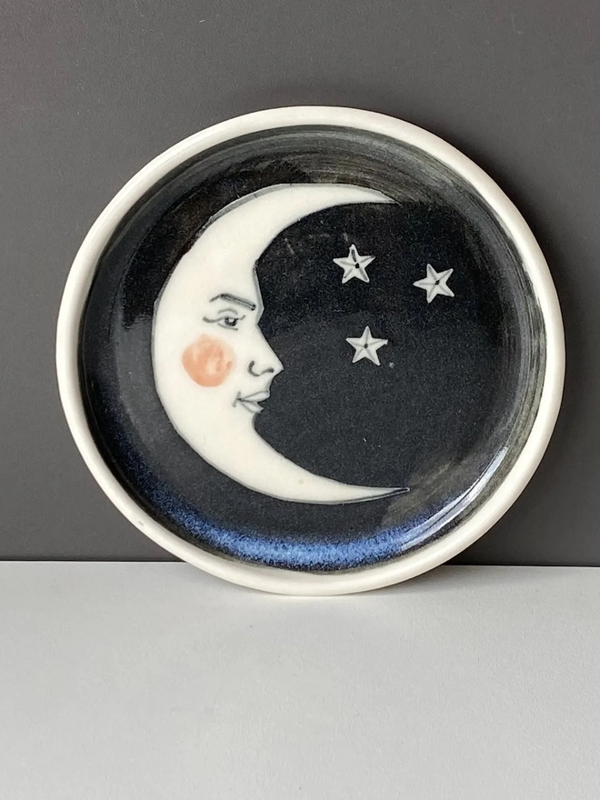 Ceramic Porcelain Moon And Stars Trinket Dish