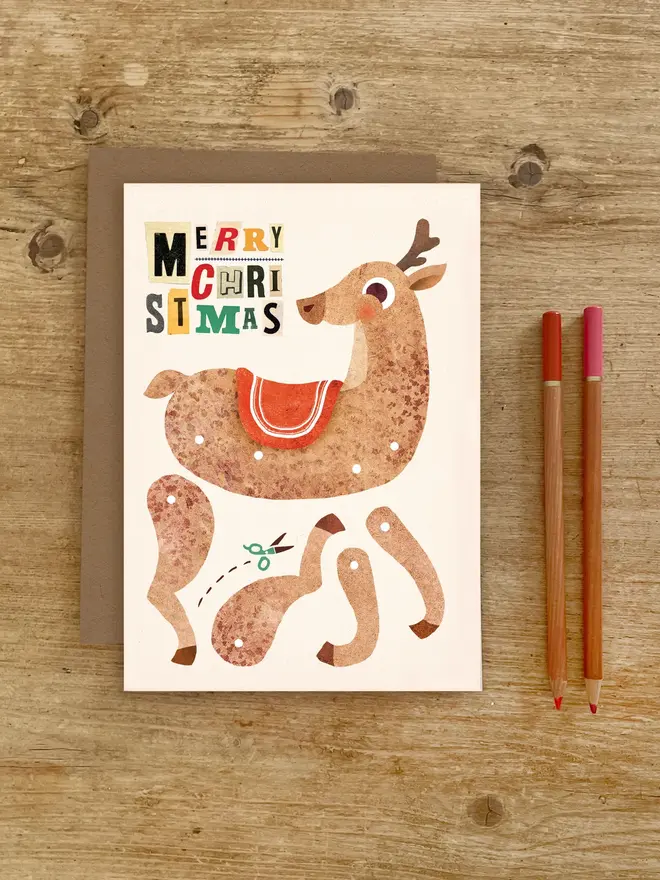 reindeer split pin puppet card