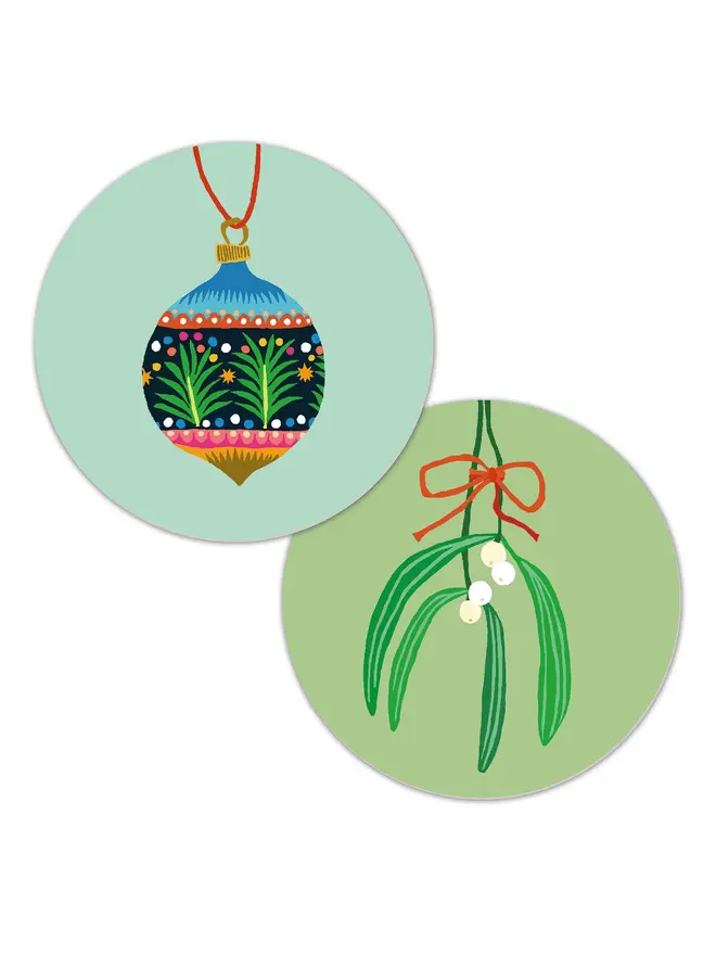 brie harrison mistletoe bauble coasters