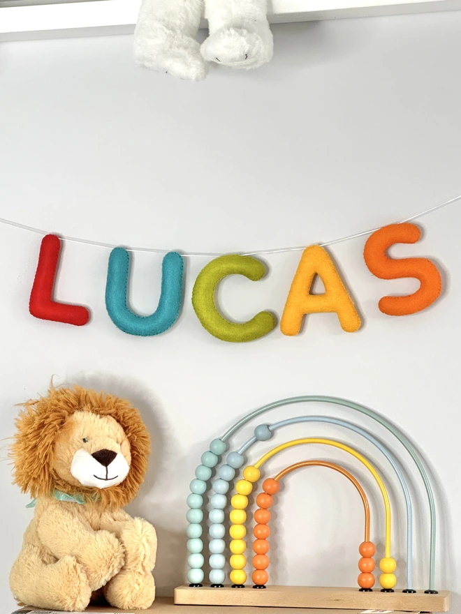 Personalise felt name garland, kids bedroom decoration,  nursery bunting