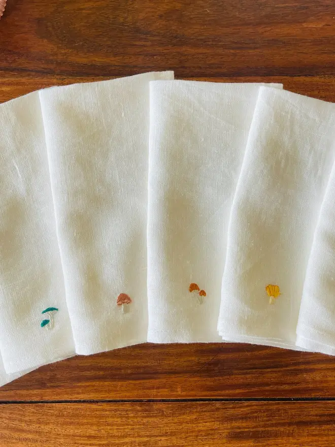Magical Mushroom Embroidered Napkin (Set Of 6)