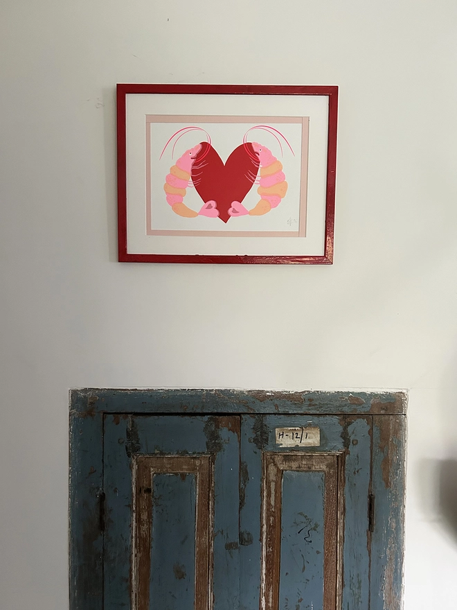 Screen Print by Hannah Carvell, Prawn Love