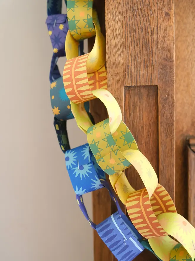 blue and yellow paper chain kits