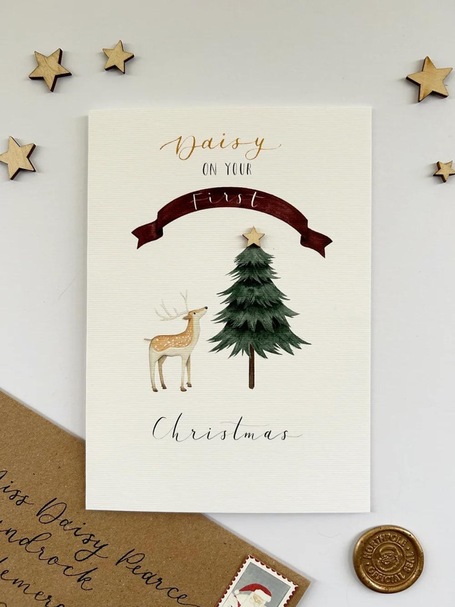 personalised baby's first christmas card