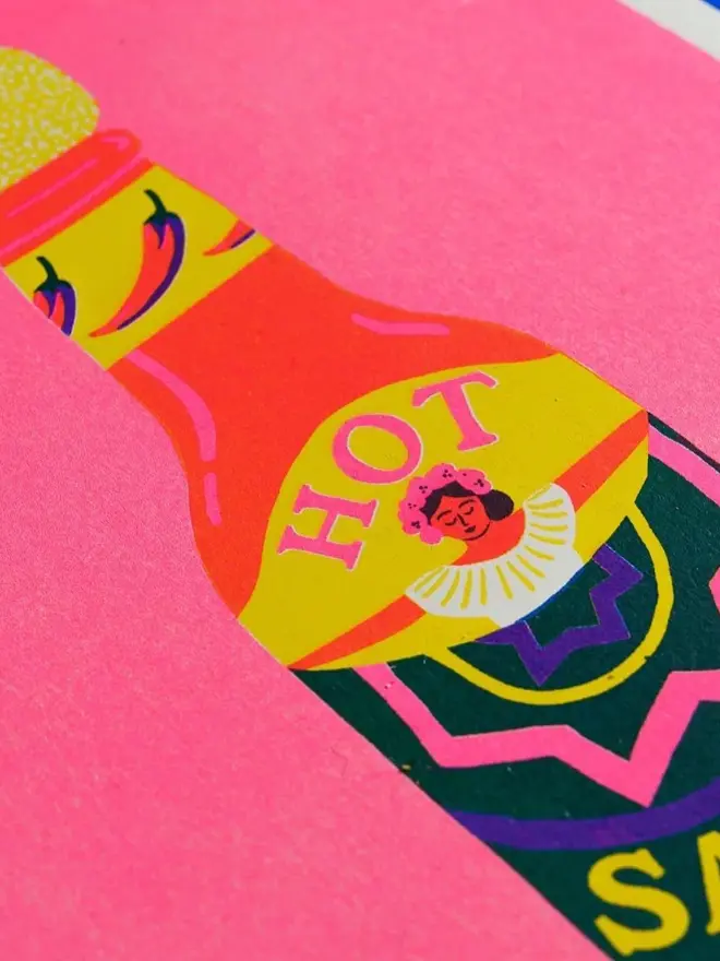 Pink Chilli Sauce Risograph Print