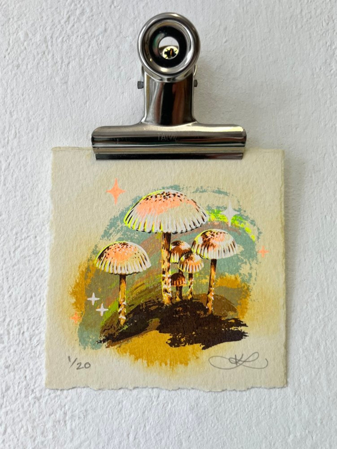 'Pixie Place' Miniature Screenprint & Watercolour Painting