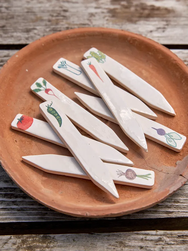 Ceramic Vegetable Image Labels (Set Of 8)