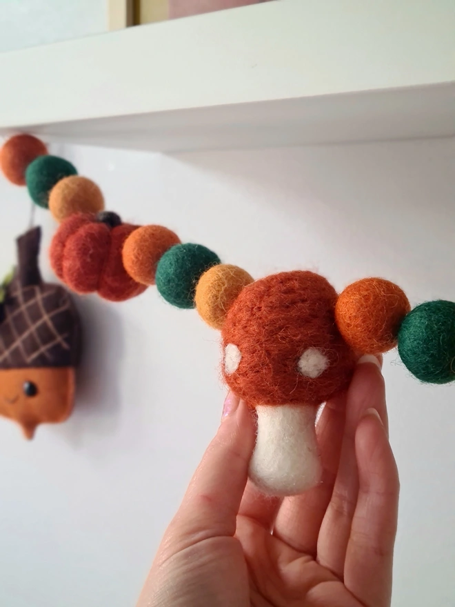 Autumnal Toadstool And Pumpkin Garland