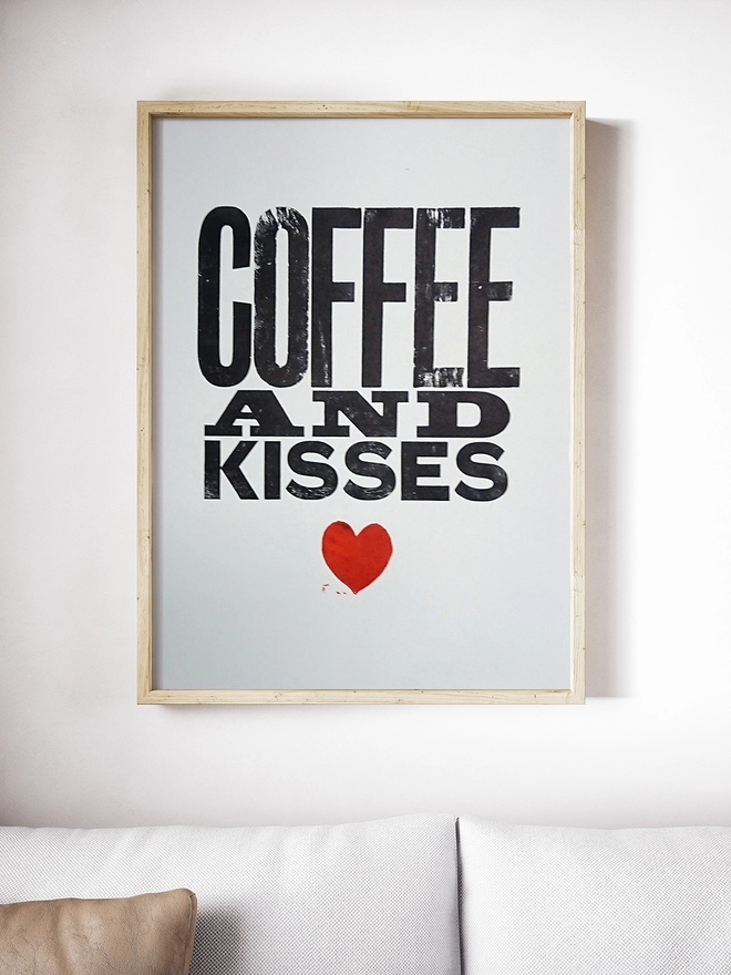 Coffee and Kisses - Letterpress Poster