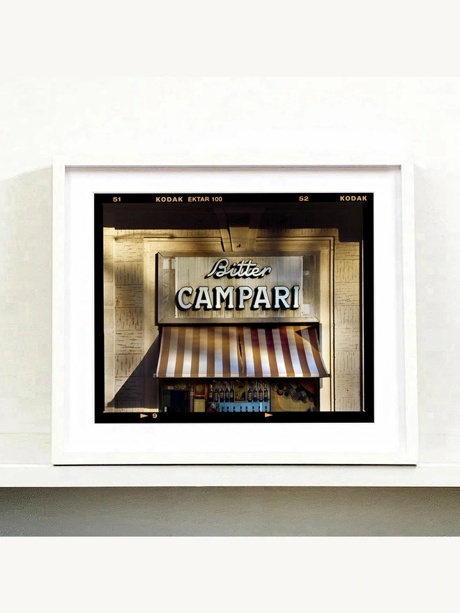 Bitter Campari Sign Framed in White