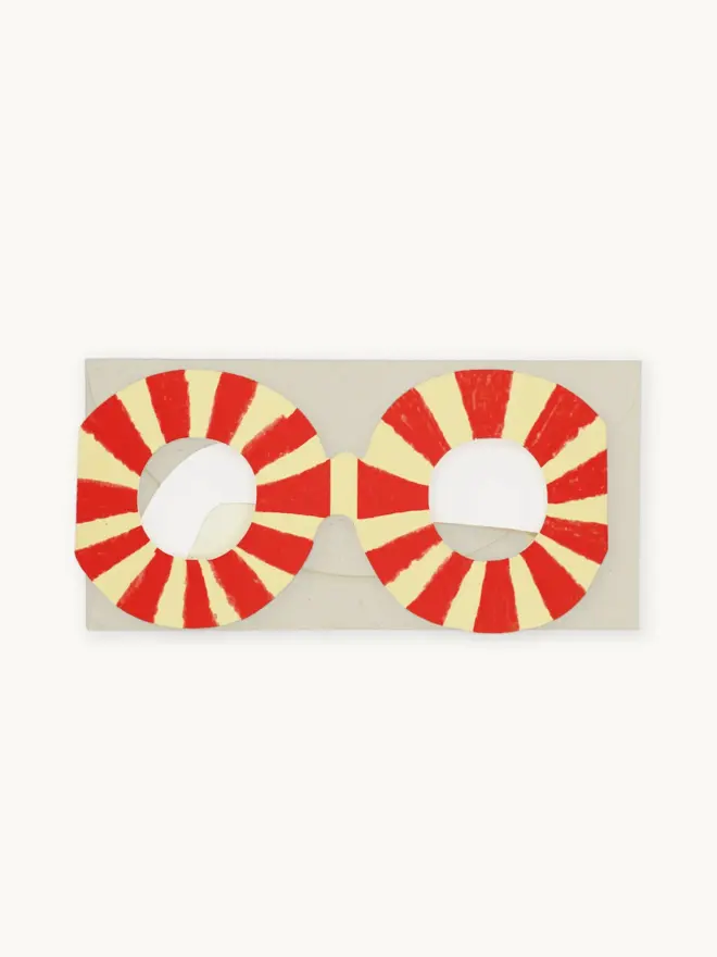 red and white striped paper glasses card