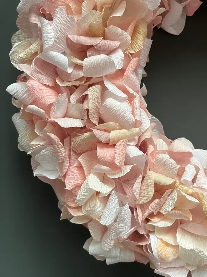 Cream, Taupe & Peach Crepe Paper Wreath