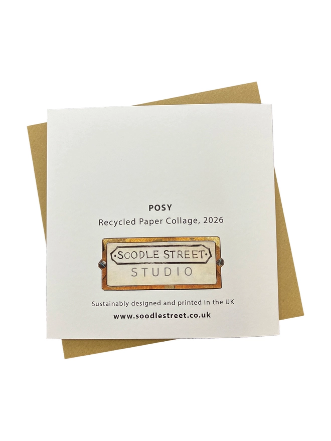 Roses and Carnation Posy Greetings Card Back