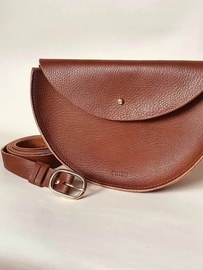 Brown leather handmade bag
