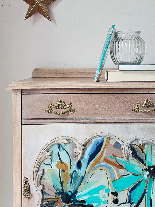 Painted Daisy Floral Cabinet by Chloe Kempster 