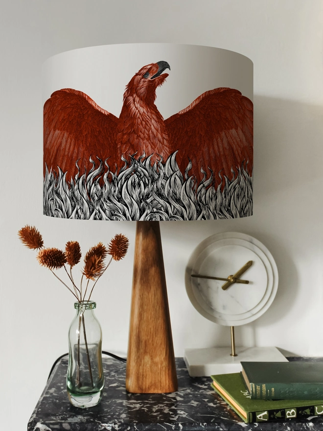 Phoenix rising from the flames lampshade, Mountain and Molehill