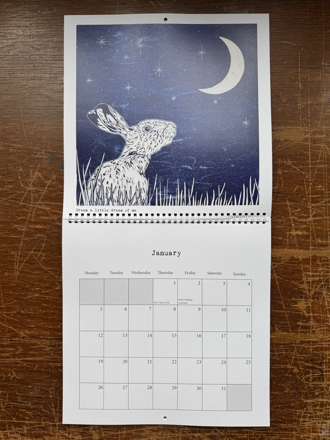 January calendar page