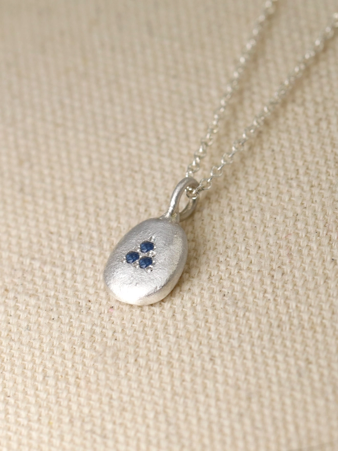 Silver Necklace with Blue Sapphires