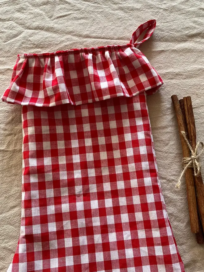 Red Gingham Christmas Stocking