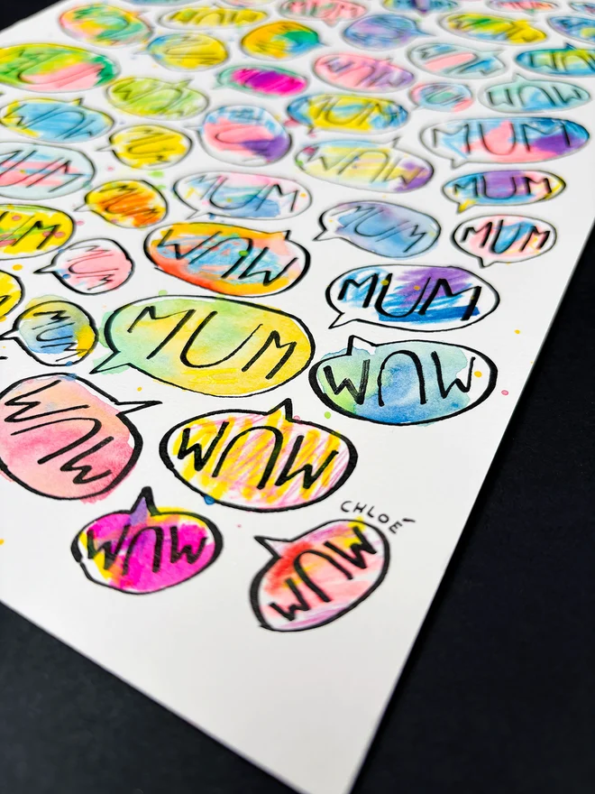 "Mum Mum Mum'' Handwritten Original Artwork