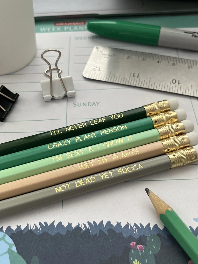Plant Lovers Themed Pencil Set (Set of 5)