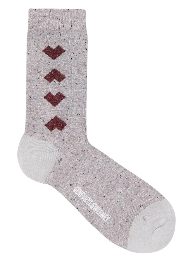 sparkly geometric heart socks for women