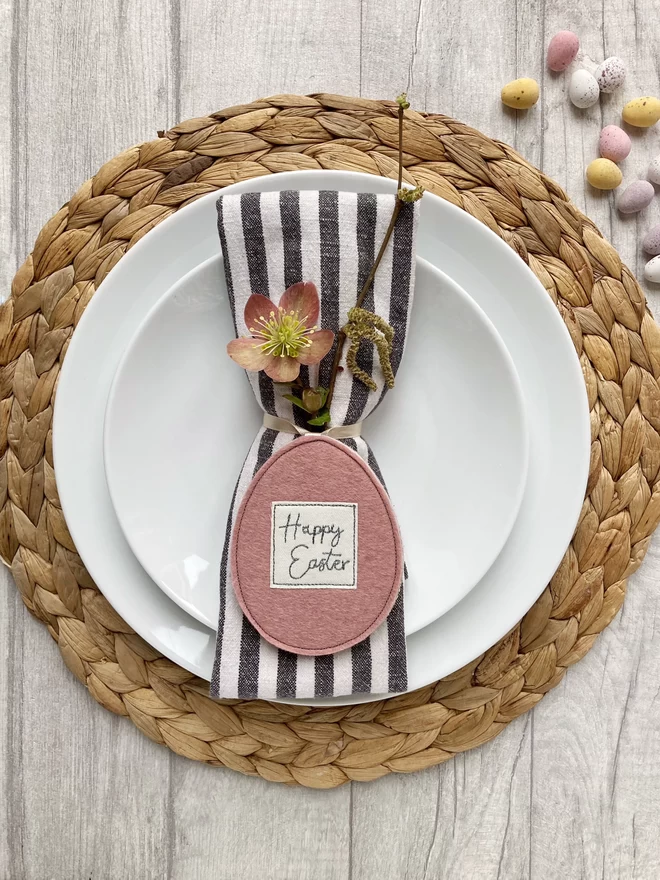 Personalised pink Easter Egg place setting