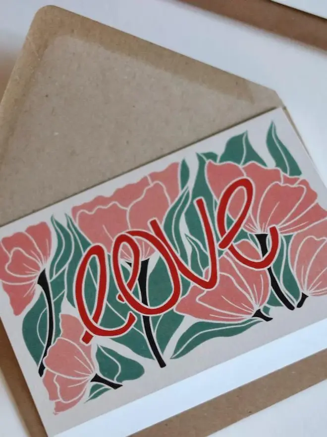 love floral greeting card