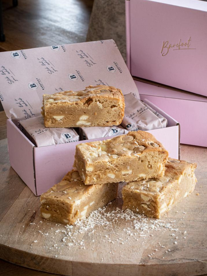 white chocolate blondie box