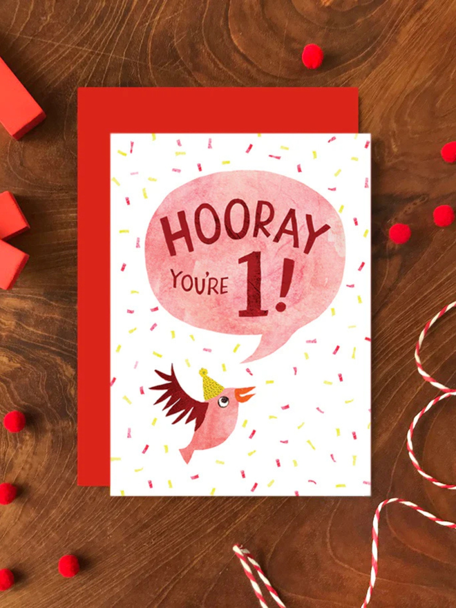 1st birthday bird card