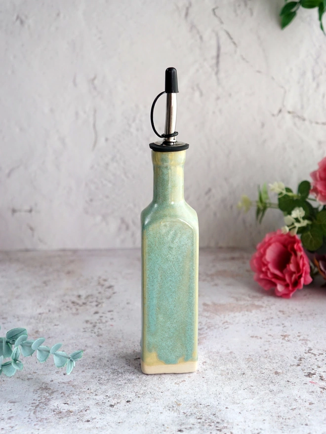 ceramic oil bottle, ceramic oil and vinegar bottle, ceramic gift, Jenny Hopps Potter, oil and vinegar bottles