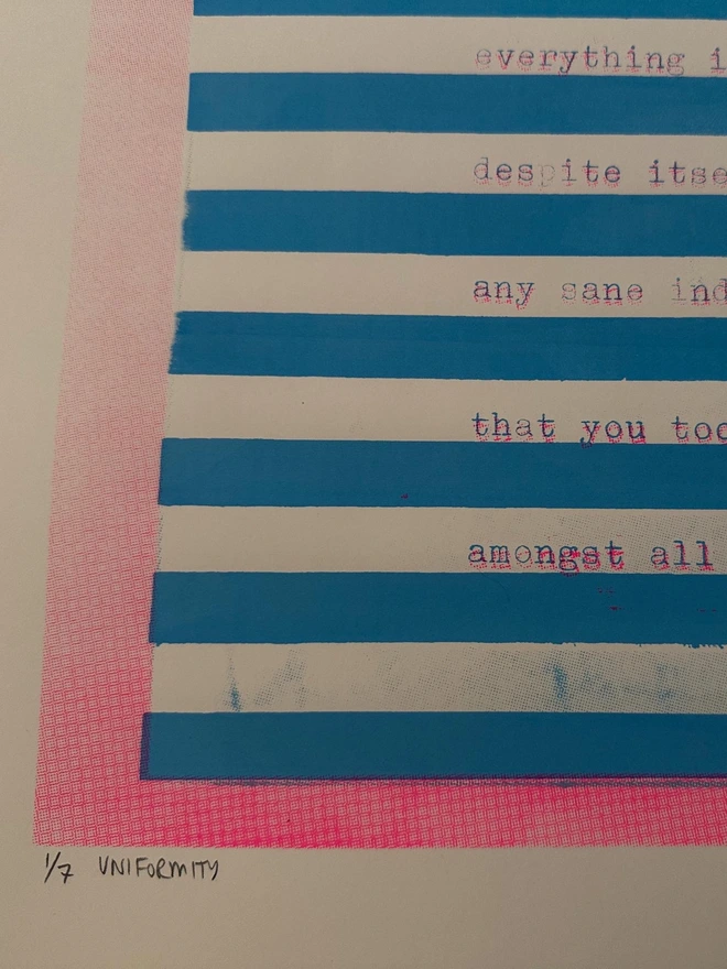 'Uniformity' Original Limited Edition Sweet Nothing Screenprint